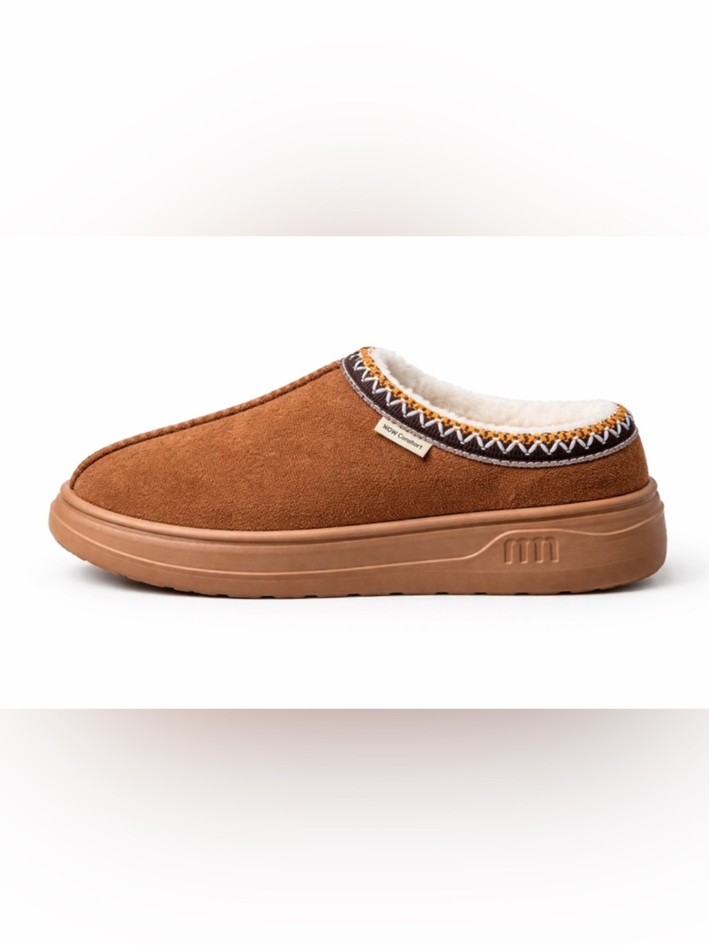 Cozy Fleece Lined Platform Slippers – Warm Indoor Outdoor House Shoes Brown